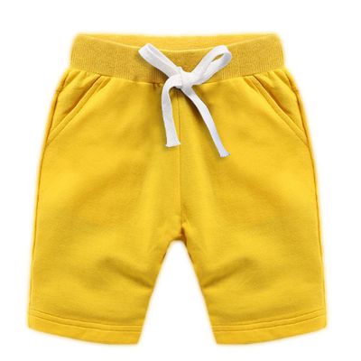 Ding Dong Baby Toddler Kid Boy Summer Solid Cotton ShortsYellow,3T