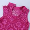 Moily Little Big Girls Ballet Dance Leotard Floral Lace High Neck Camisole Top Gymnastics Athletic Bodysuit Rose Red 5-6 view 3
