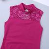 Moily Little Big Girls Ballet Dance Leotard Floral Lace High Neck Camisole Top Gymnastics Athletic Bodysuit Rose Red 5-6 view 4