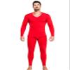 Jueshanzj Men's Solid Color V-Neck Thermal Underwear Set L Rot view 1