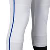 Girls' Tournament Low-Rise Youth Softball Pants with Braid, White, Royal Pipe, Medium view 2