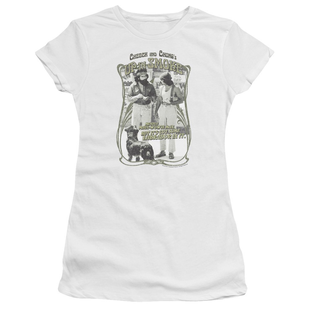 Trevco Up in Smoke Labrador Juniors' Sheer Fitted T Shirt, 2X-Large White