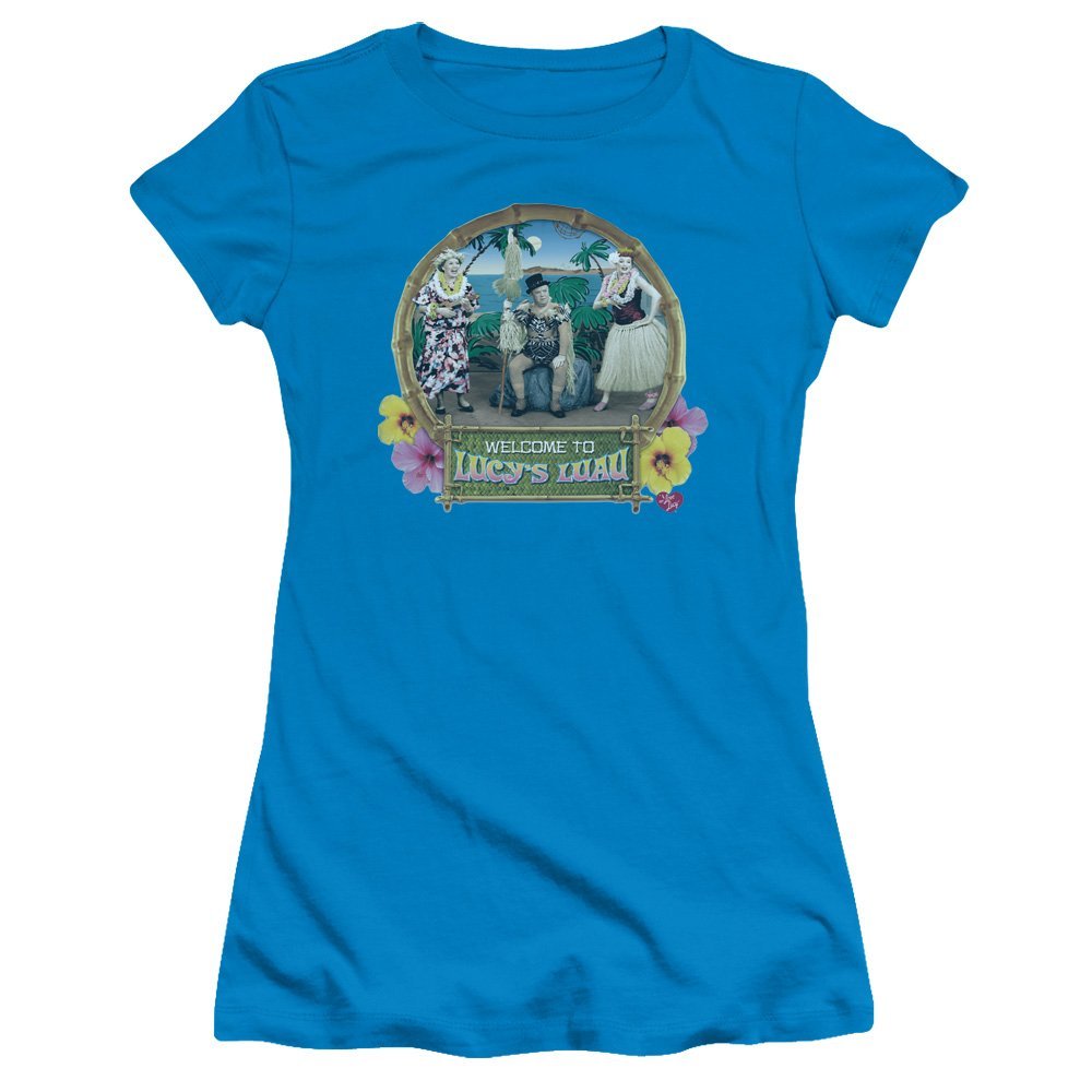 Trevco I Love Lucy Lucys Luau Juniors' Sheer Fitted T Shirt, 2X-Large Turquoise
