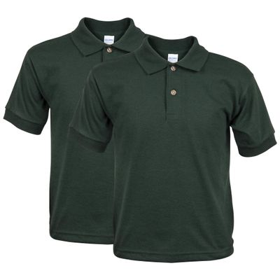 Gildan boys Jersey Polo, 2-pack Polo Shirt, Forest Green, Small US