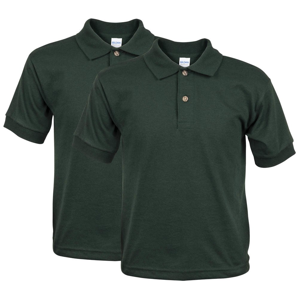 Gildan boys Jersey Polo, 2-pack Polo Shirt, Forest Green, Small US