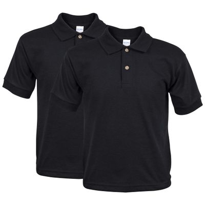 Gildan Kid's Jersey Polo, 2-Pack Shirt, Black, X-Large