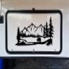 Minglewood Trading Bear Mountain Trees Scene Vinyl Sticker - Camper RV Travel Trailer Graphics - Die Cut Decal - 32w x 15.5h inches view 1