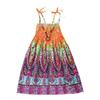 Baby Girls Sundress for 1-8 Years Old Kids Children Vestidos Floral Bohemian Beach Straps Dress Necklace Sets (5-6 Years Old, Orange) view 1