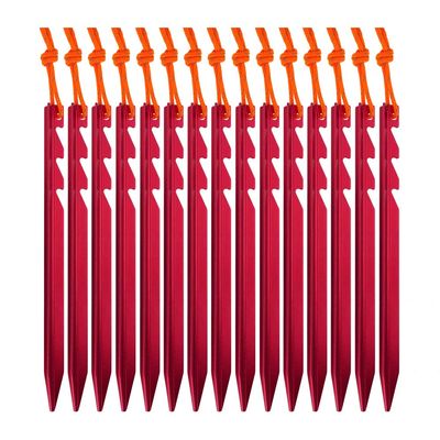 AnyGear 7075 Aluminum Tent Stakes 15 Pack - Ultralight Tri-Beam Tent Pegs with Reflective Rope - Essential Tent Accessories for Camping, Hiking, Backpacking