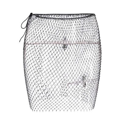 AIBEARTY Women's Sexy Glitter Rhinestone Mesh See Through Mini Skirt Hollow Out Bikini Cover Up Club Festival Rave Outfit White