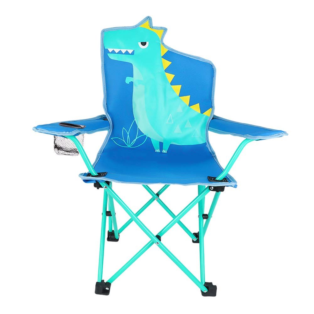 KABOER Kids Outdoor Folding Lawn and Camping Chair with Cup Holder and Carrying Bag, Children's Camping Chairs for Outdoor Beach Travel (Dinosaur)