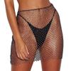 AIBEARTY Women's Sexy Glitter Rhinestone Mesh See Through Mini Skirt Hollow Out Bikini Cover Up Club Festival Rave Outfit Black view 1