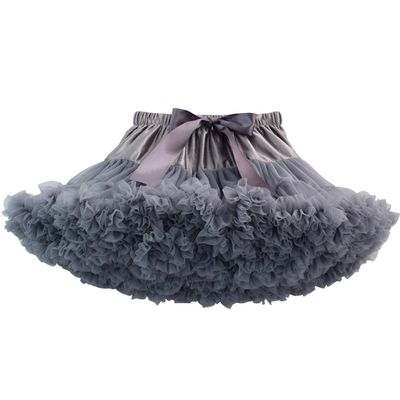 URVIP Women Tiered Tulle Pleated Tutu Skirt Princess Ballet Dance Pettiskirt One Size Dark Grey