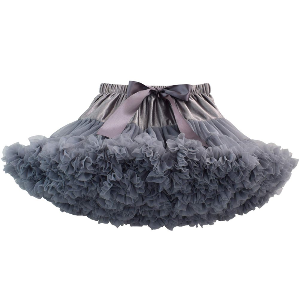URVIP Women Tiered Tulle Pleated Tutu Skirt Princess Ballet Dance Pettiskirt One Size Dark Grey