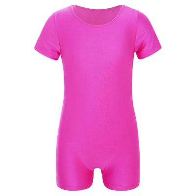iiniim Kids Girls Boys Short Sleeve Tumbling Unitard Athletic Gymnastic Biketard Ballet Dance Leotard Sport Bodysuit Jumpsuit Purple 14