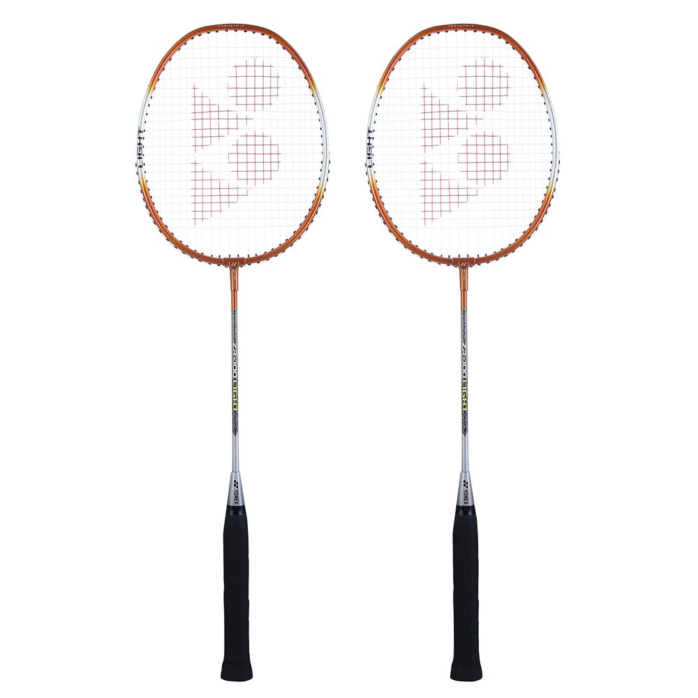 YONEX ZR 100 Light Aluminium Badminton Racquet with Full Cover, (Orange, Made in India) Set of 2