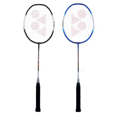 YONEX ZR 100 Light Aluminium Badminton Racquet with Full Cover (Black & Blue, Made in India) Set of 2