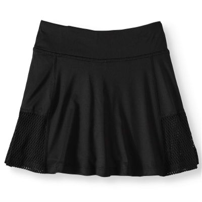Avia Girls' Solid Athletic Performance Fitted Skorts with Drawstring (Black Soot) (2XL (XXL, 18))