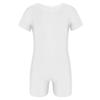 FEESHOW Boys Girls Team Basic Gymnastics Dance Tank Leotard Unitard Biketard for Atheltic, Sports, Tumbling or Swimming Short Sleeve White 7-8 view 1