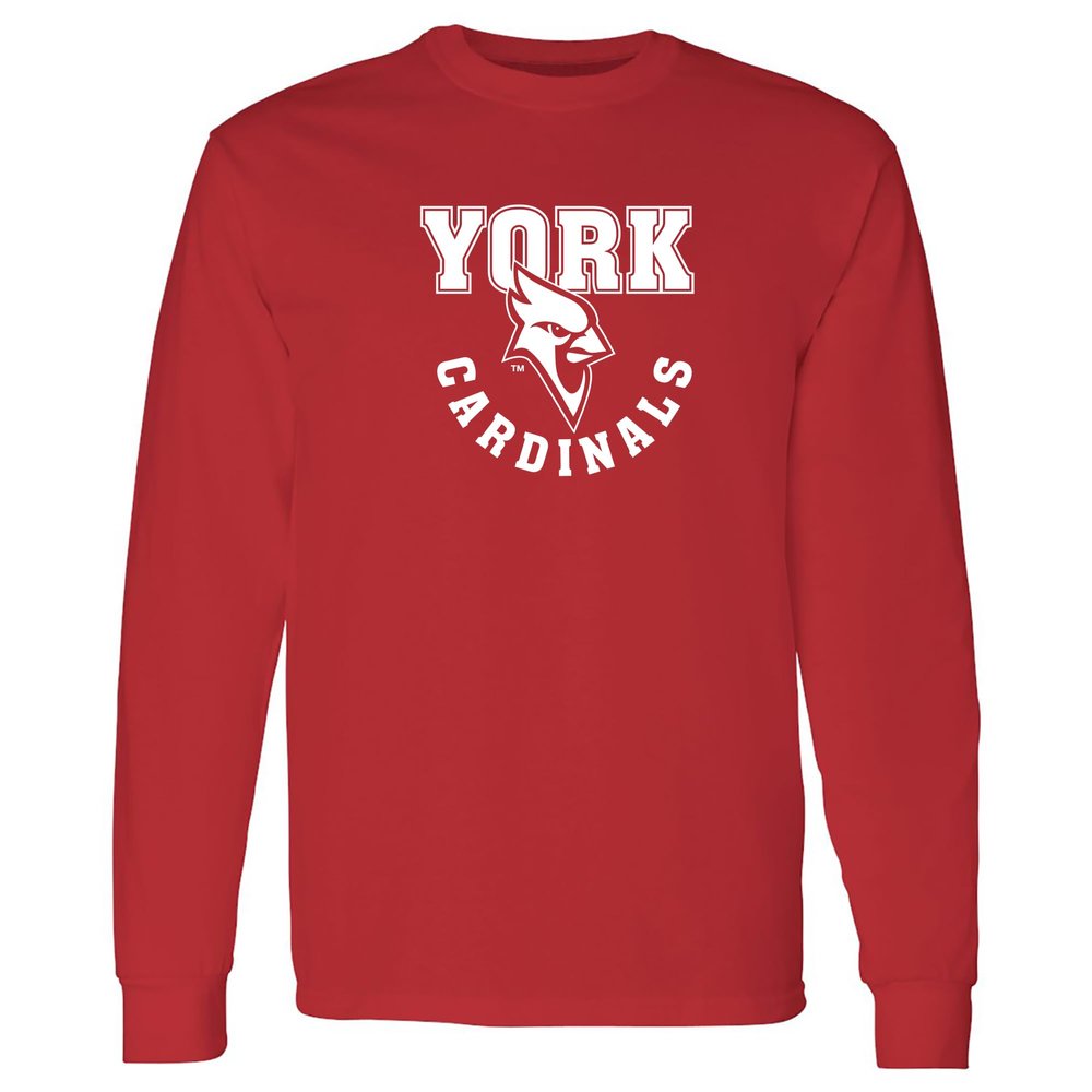 AL03 - York College Arch Logo Long Sleeve - 2X-Large - Red