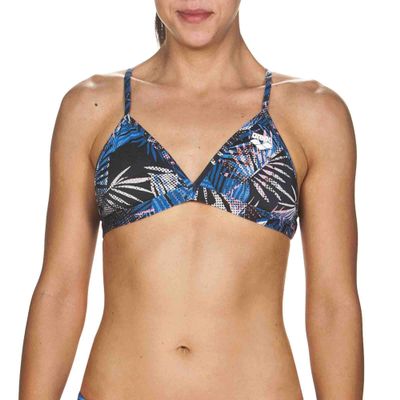 ARENA Floral Allover Tie Back MaxLife Bikini Top, Navy - Multicolor, 24