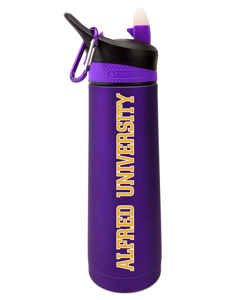 The Fanatic Group Personalized Alfred University Dual Walled Stainless Steel Sports Bottle, Design-1 - Purple