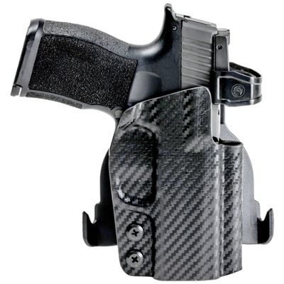 Rounded OWB Paddle Holster Fits: Walther PPQ M1 4 in Holster - LH - Carbon Fiber Black Kydex - Concealment Express - American Made
