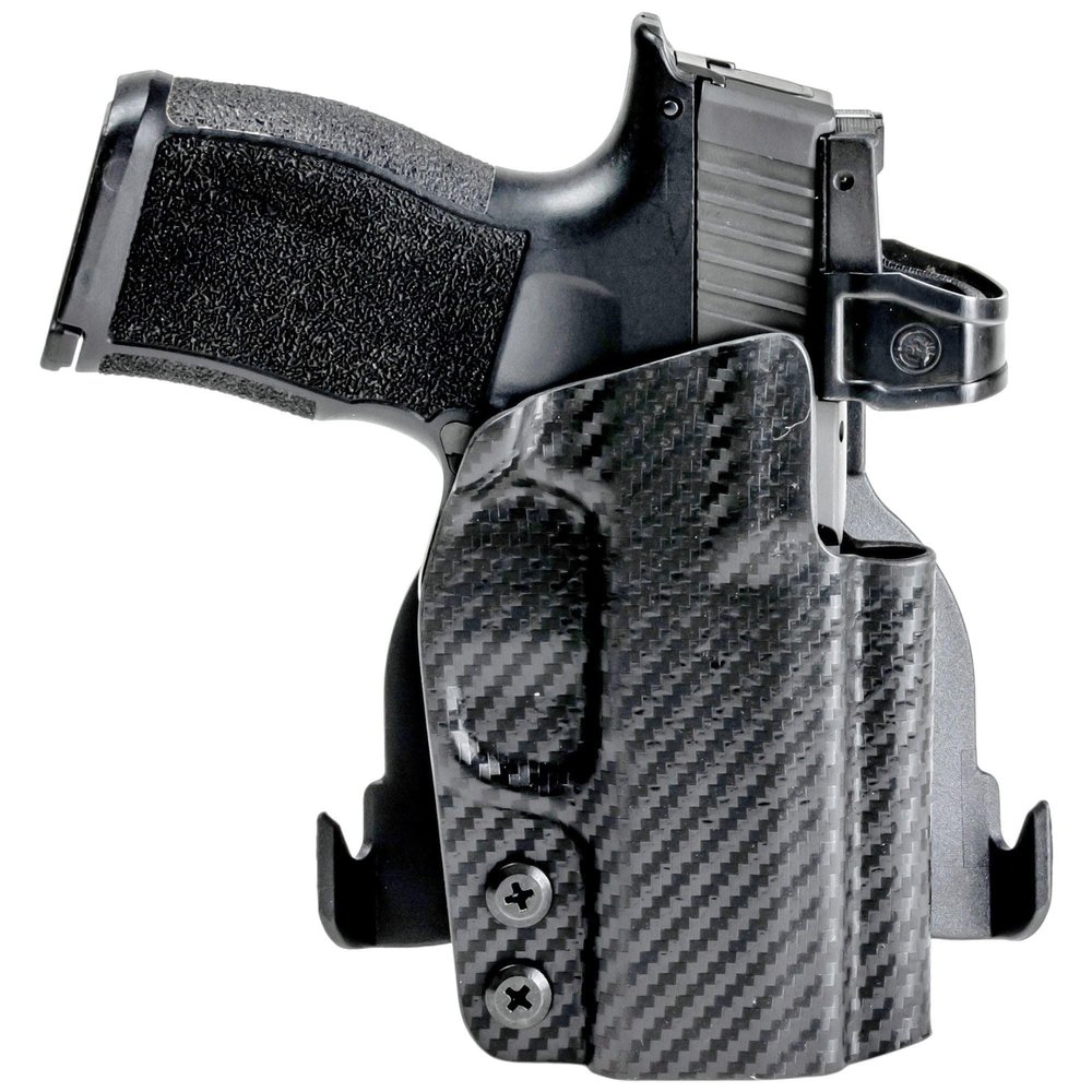 Rounded OWB Paddle Holster Fits: Walther PPQ M1 4 in Holster - LH - Carbon Fiber Black Kydex - Concealment Express - American Made