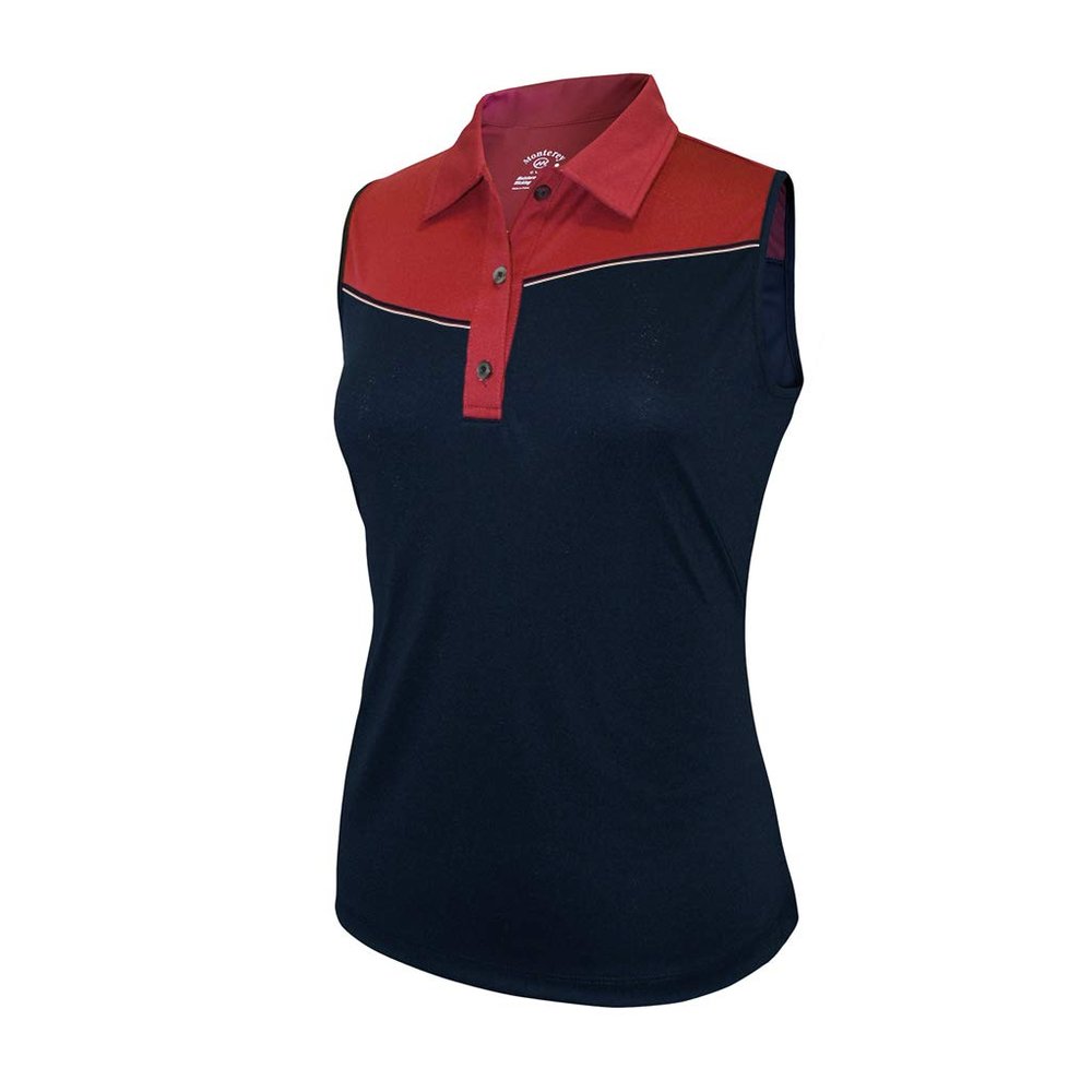 Monterey Club Women's West Contrast Block Sleeveless Polo Shirt #2453 (Navy/Red/White, Medium)