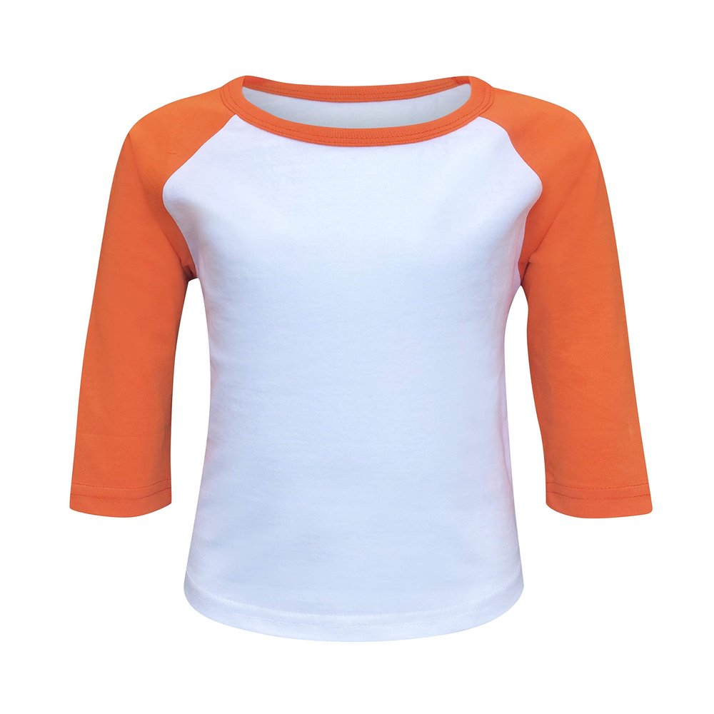 ILTEX Kids & Youth 3/4 Sleeves Athletic Baseball Raglan Infant Toddler Jersey Cotton & Polyester T-Shirt in Multi Function Sports & Outdoors, Gym and Exercise (20+ Colors)(Y-Medium, White/Orange)