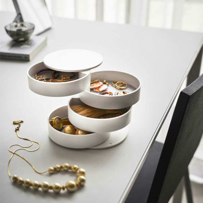 Maxbei Jewelry Organizer Case 360 Degree Round Rotating Jewelry Storage Box Necklace Bracelet Ring Earring Display Tray Holder