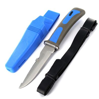 Ace Martial Arts Supply 9" SCUBA DIVING DROP POINT FIXED BLADE KNIFE WITH Sheath Leg & Arm Strapes (Gut Hook Drop Point Fixed Blade)