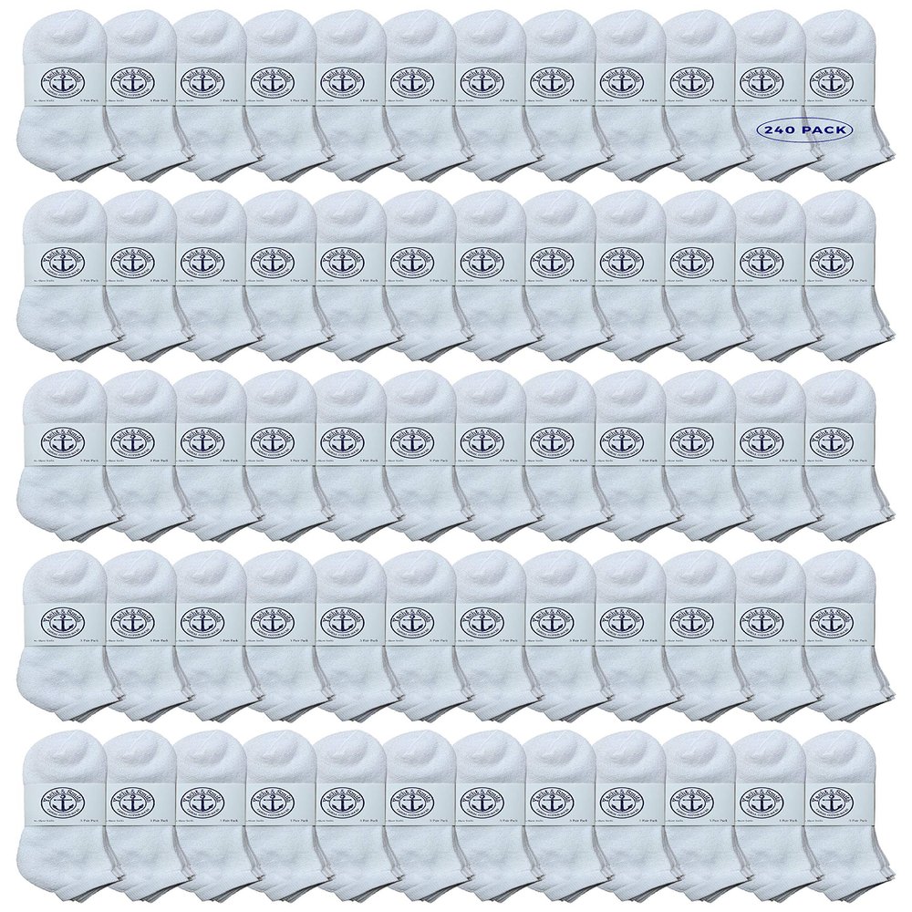 Yacht & Smith 240 Pairs Of Mens Wholesale Bulk No Show Ankle Socks, Big And Tall Cotton Sport Athletic Sock Size 13-16