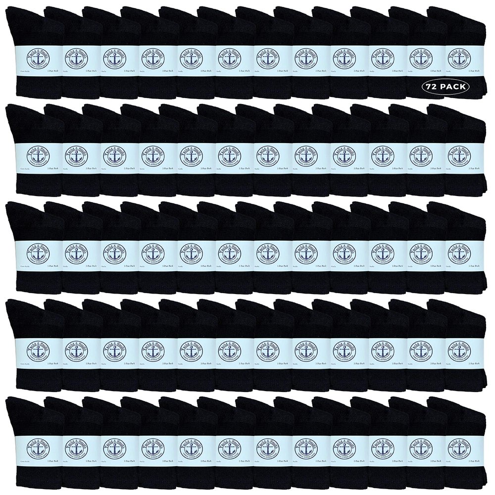 Yacht & Smith 72 Pairs Wholesale Kids Crew Socks, Childrens Cotton Casual Crew Socks Size 6-24