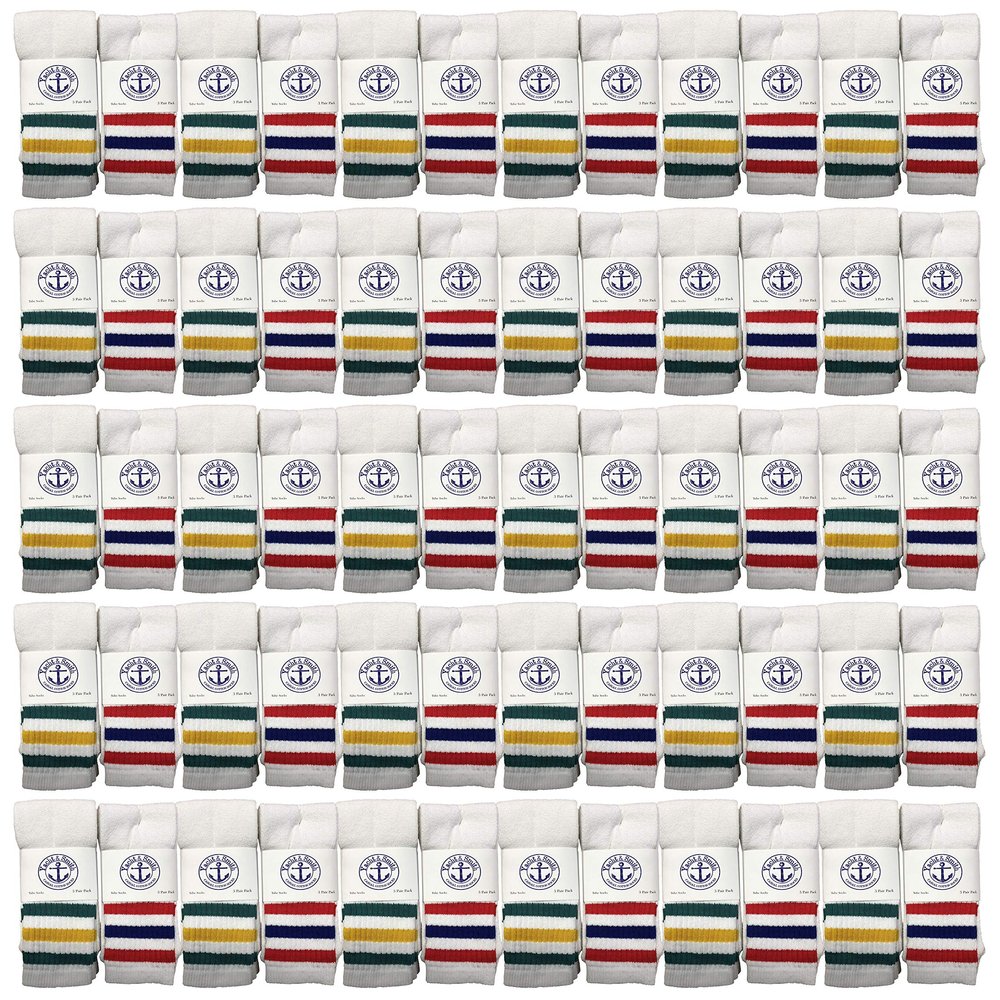 Yacht & Smith 72 Pairs Of Wholesale Kids Tube Socks, Cotton Bulk Sport Socks Size 4-6