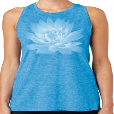 Ladies Lotus Flower Racerback Tank Top - 4XL Pond Blue Heather