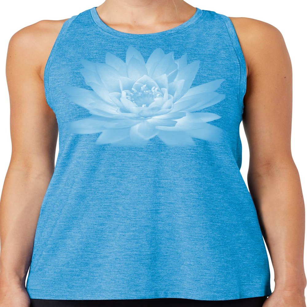Ladies Lotus Flower Racerback Tank Top - 4XL Pond Blue Heather