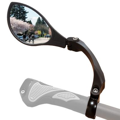 Hafny New Handlebar Bike Mirror, HD Blast-Resistant, Safe Crystal Clear Glass Mirror, Adjustable Rotatable, Rearview Mirror, Bicycle, HF-M902LS-FR01
