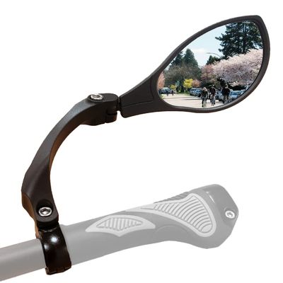 Hafny New Handlebar Bike Mirror, HD Blast-Resistant, Safe Crystal Clear Glass Mirror, Adjustable Rotatable, Rearview Mirror, Bicycle, HF-M902RS-FR01(Silver Right)