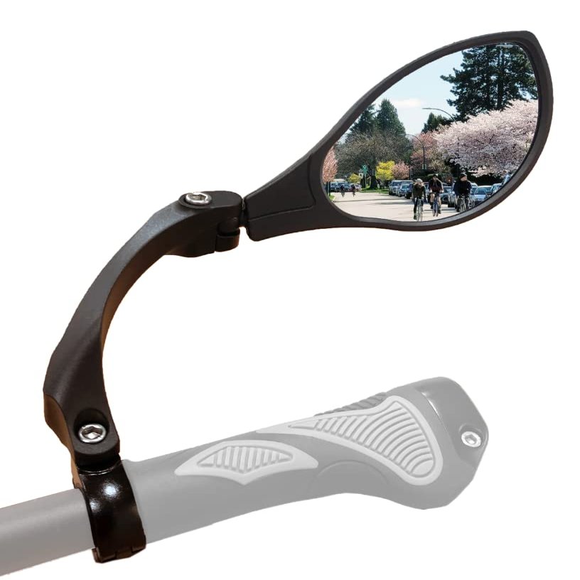 Hafny New Handlebar Bike Mirror, HD Blast-Resistant, Safe Crystal Clear Glass Mirror, Adjustable Rotatable, Rearview Mirror, Bicycle, HF-M902RS-FR01(Silver Right)