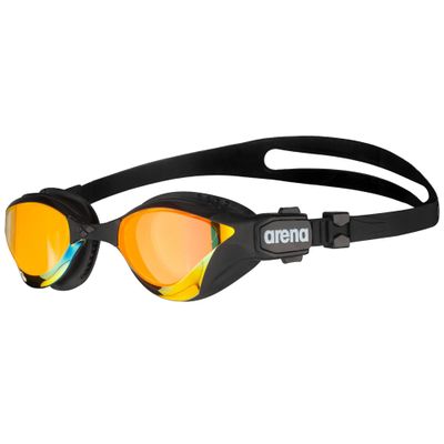 ARENA Unisex Adult Cobra Tri Swimming Goggles for Triathlon and Fitness Swipe Anti-Fog Wide Vision Mirror Lens, Yellow/Copper/Black