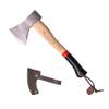 Adler Rheinland Camping Hatchet with Leather Sheath - German Forged, 14" Hickory Handle, Compact Hatchet for Hiking, Bushcraft, Wood Carving, Preparing Kindling (Red Stripe) view 1
