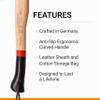 Adler Rheinland Camping Hatchet with Leather Sheath - German Forged, 14" Hickory Handle, Compact Hatchet for Hiking, Bushcraft, Wood Carving, Preparing Kindling (Red Stripe) view 3