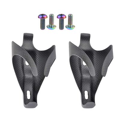 Yaruijia 3K Full Carbon Fiber Bicycle Water Bottle Cages Lightweight Mountain Bike Holder Pack of 2 (M5x12mm Rainbow, Matte)