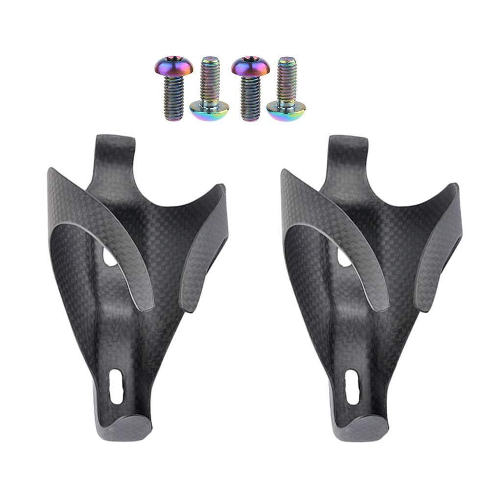 Yaruijia 3K Full Carbon Fiber Bicycle Water Bottle Cages Lightweight Mountain Bike Holder Pack of 2 (M5x12mm Rainbow, Matte)