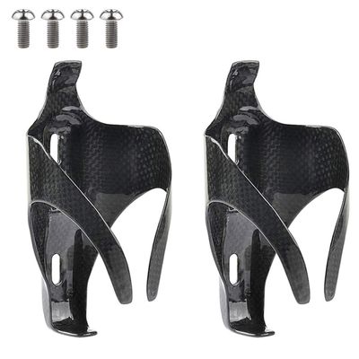 Yaruijia 3K Full Carbon Fiber Bicycle Water Bottle Cages Lightweight Mountain Bike Holder Pack of 2 (M5x12mm Titanium, Glossy)