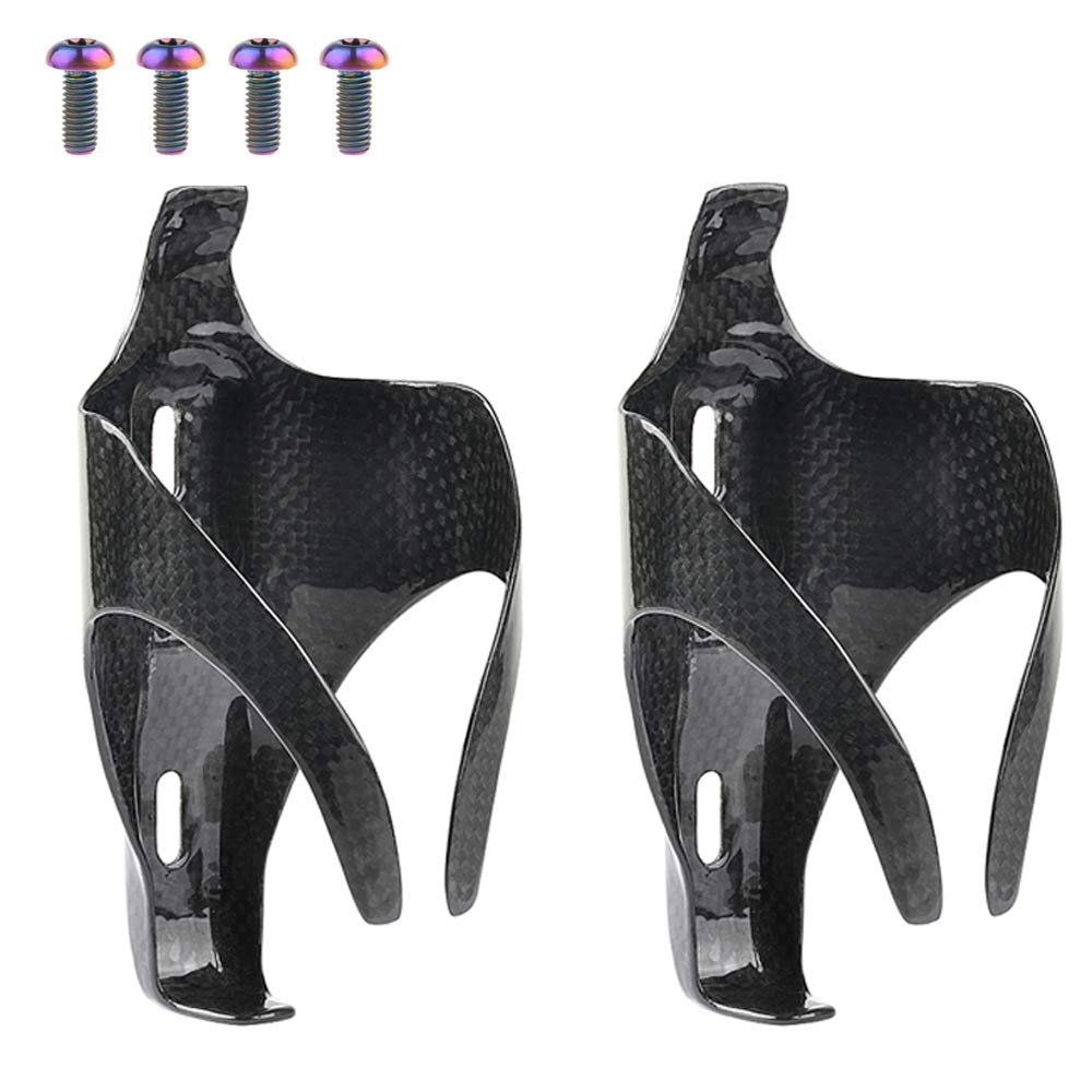 Yaruijia 3K Full Carbon Fiber Bicycle Water Bottle Cages Lightweight Mountain Bike Holder Pack of 2 (M5x12mm Rainbow, Glossy)