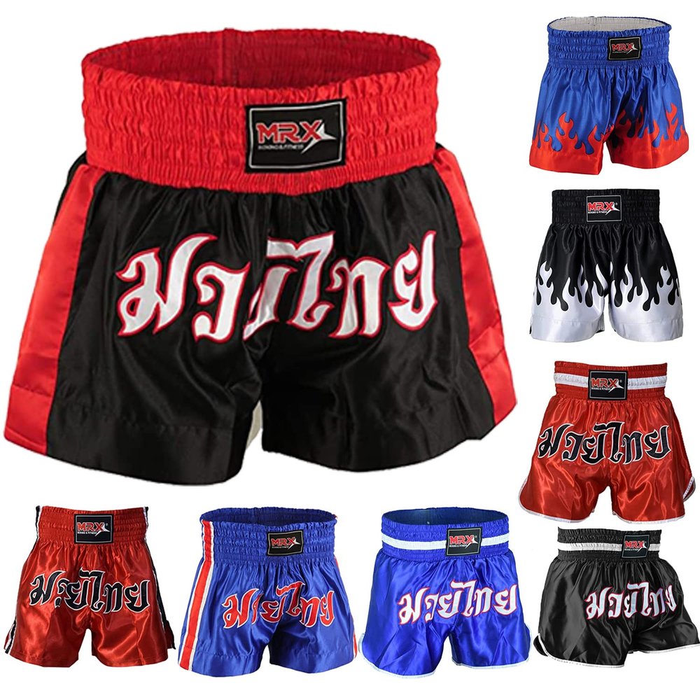 MRX Boxing Shorts for Men Training Fighting Muay Thai Shorts Boxing MMA BJJ Short Kickboxing Trunks Clothing Black/Red Large