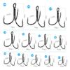 DONQL Fishing Hooks Treble Hook High Carbon Steel Treble Hooks Super Sharp Solid Triple Barbed Fish Hook (Size 5, Pack of 20, Black Chrome) view 2