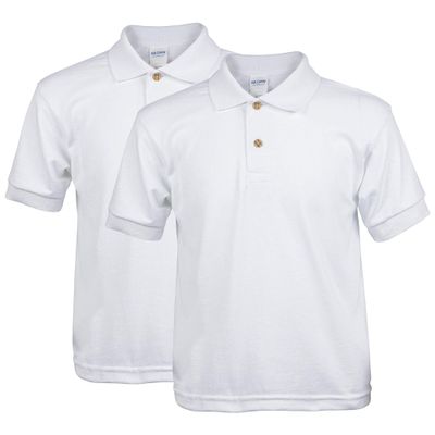 Gildan boys Jersey Polo, 2-pack Polo Shirt, White, Small US